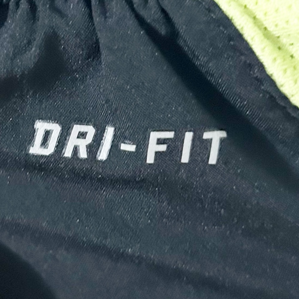 NIKE Brief Lined Dri-fit Athletic Running Shorts Black / Green Drawstring Size S - Picture 9 of 10